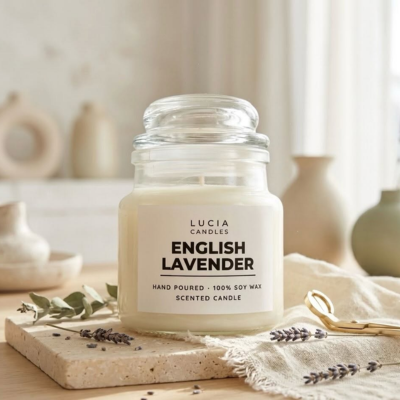 Serene candle in minimalist setting